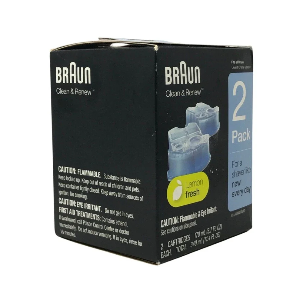Braun CCR2 Type 5331 Clean & Renew Shaver Cleaning Cartridges Lemon Fresh 2-Pack
